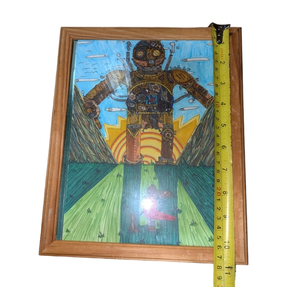 SOLD 🤖⛰️ HANDMADE DrawingArtworkDecor |Steampunk Giant| Signed Richelle L. ⛰️🤖 - Picture 3 of 7